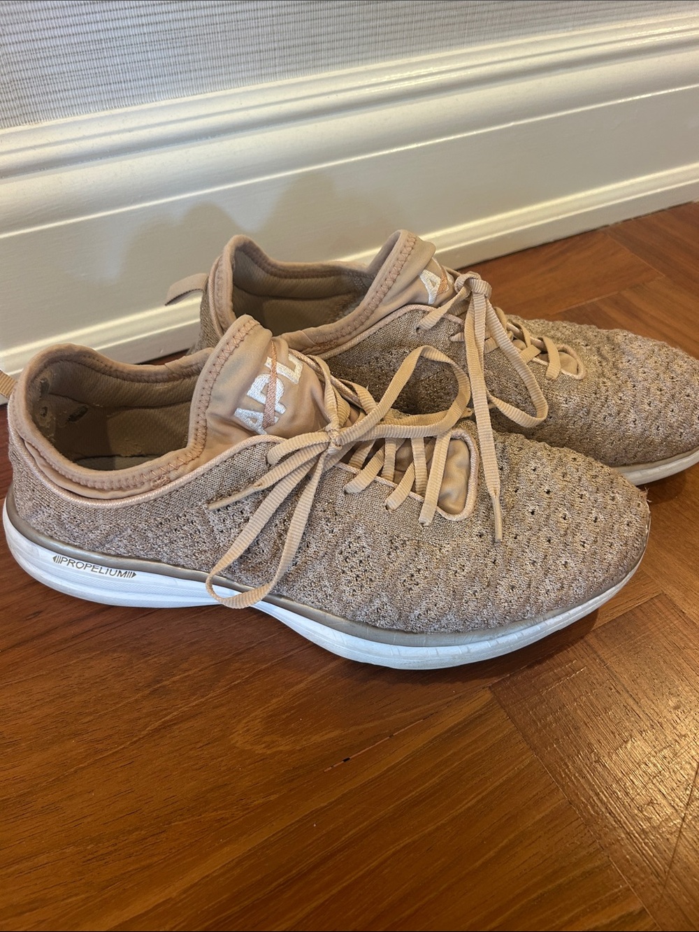 APL Women’s Knit Lace-Up Sneakers in Beige